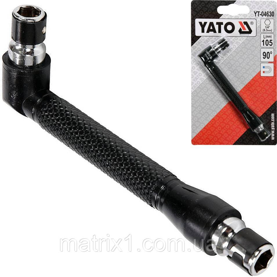 Кутовий тримач для бітів YATO 1/4" 105 ММ 90°, фото 1