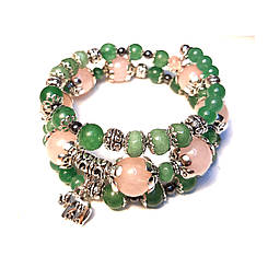 ПРИНЦЕСА АВРОРА, рожевий кварц и нефріт. Браслет з натурального каменю.