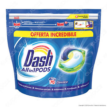 Капсули для прання універсального білизни Dash Classico 3 в 1 70 шт