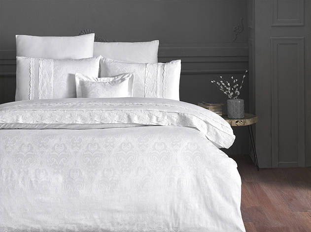 Постільна білизна Євро розміру First Choice V. I. P. Satin "April - Cream" 111, фото 1
