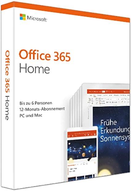 Офісний пакет Microsoft Office 365 Home 6 User 1 Year Subscription German Medialess P4 для PC або Mac