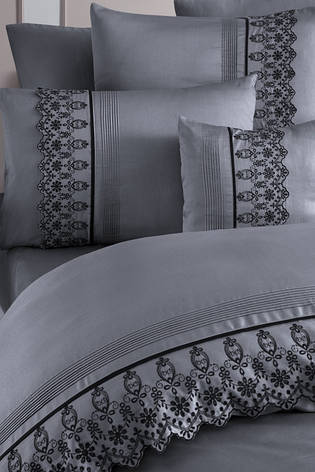 Постільна білизна Євро розміру First Choice V. I. P. Satin "Mona - Grey" 51, фото 3