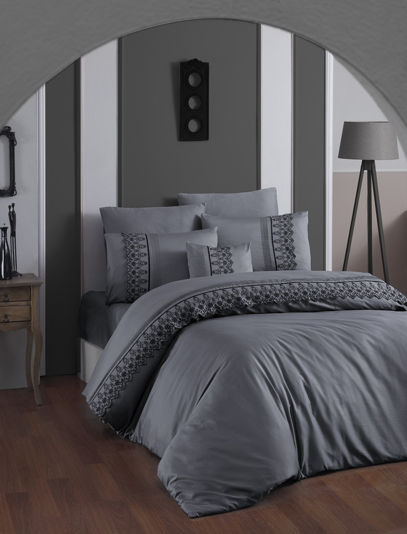 Постільна білизна Євро розміру First Choice V. I. P. Satin "Mona - Grey" 51