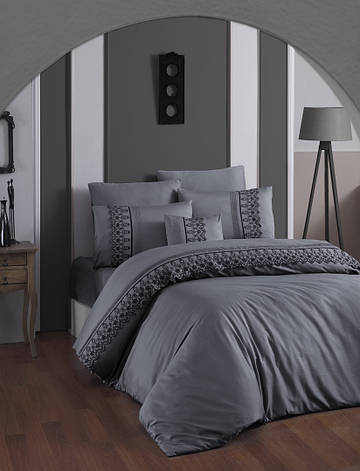 Постільна білизна Євро розміру First Choice V. I. P. Satin "Mona - Grey" 51, фото 1