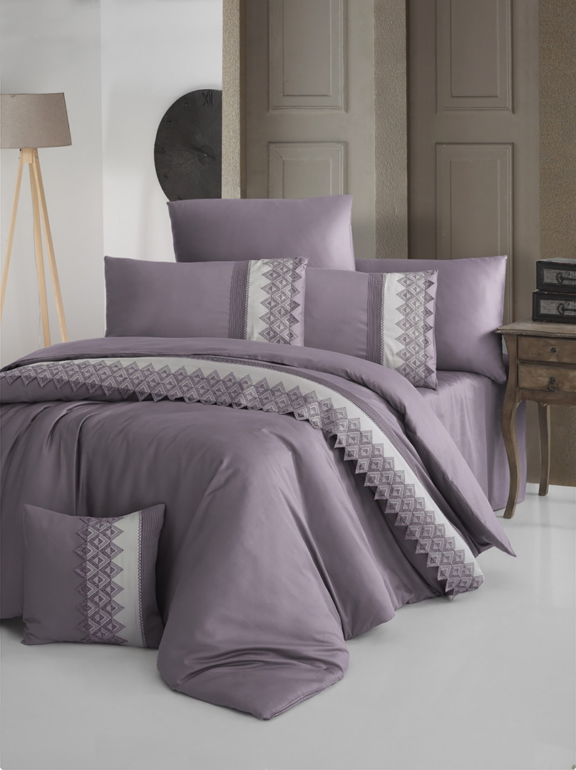 Постільна білизна Євро розміру First Choice V. I. P. Satin "Vitaly - Lilac" 21