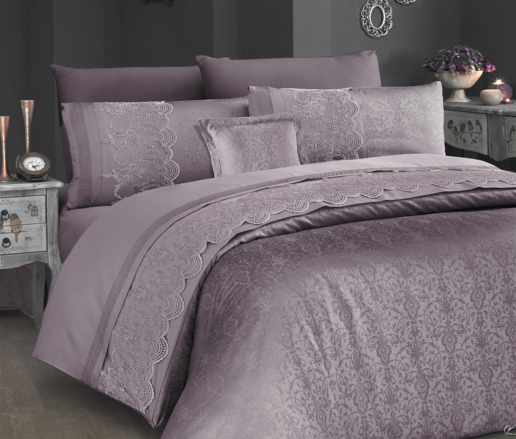 Постільна білизна Євро розміру First Choice V. I. P. Satin "Hillary - Lilac" 106