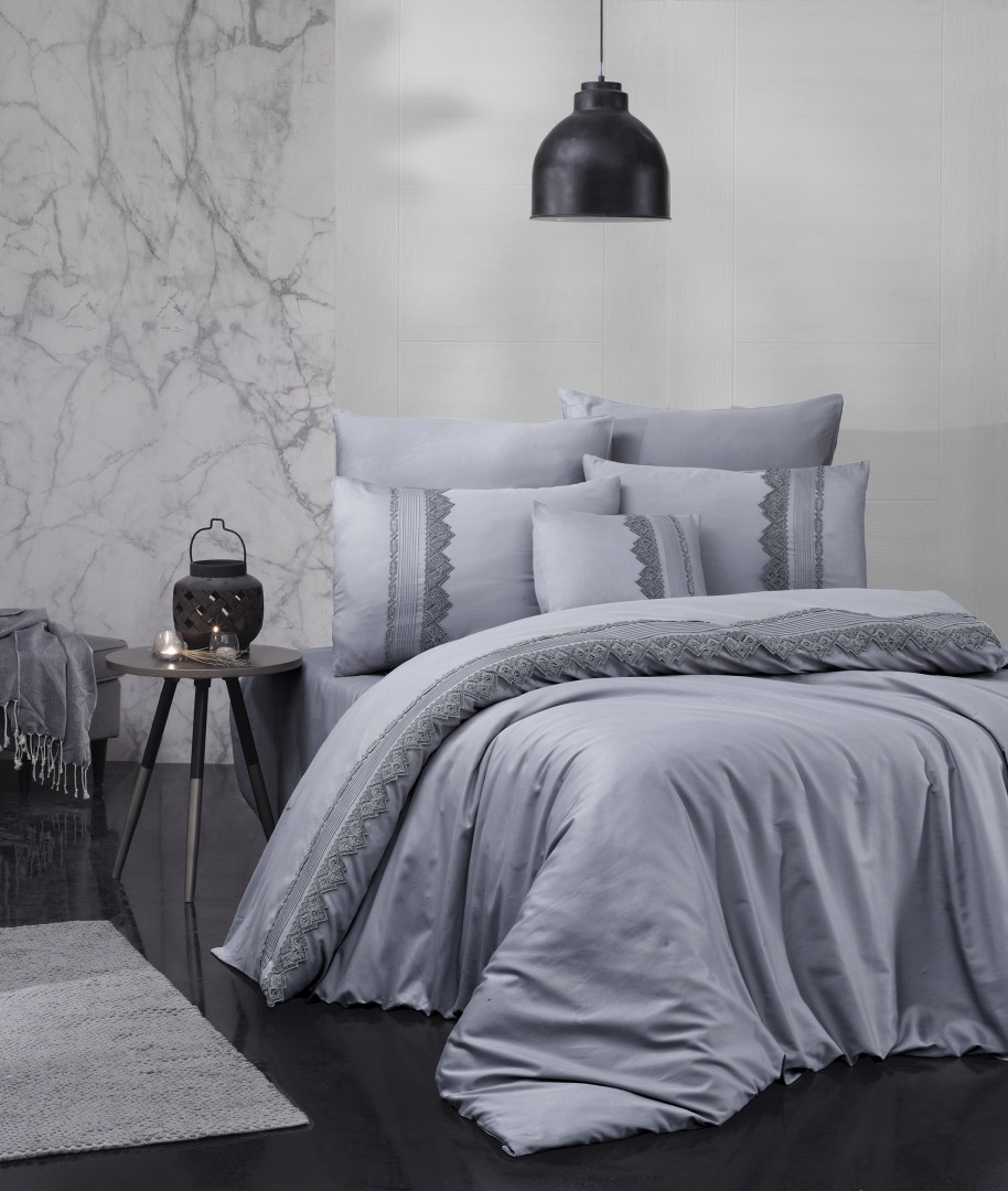 Постільна білизна Євро розміру First Choice V. I. P. Satin "Marta - Grey" 76