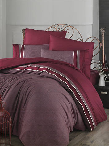 Постільна білизна Євро розміру First Choice V. I. P. Satin "Imaj - Dark Red" 56, фото 1