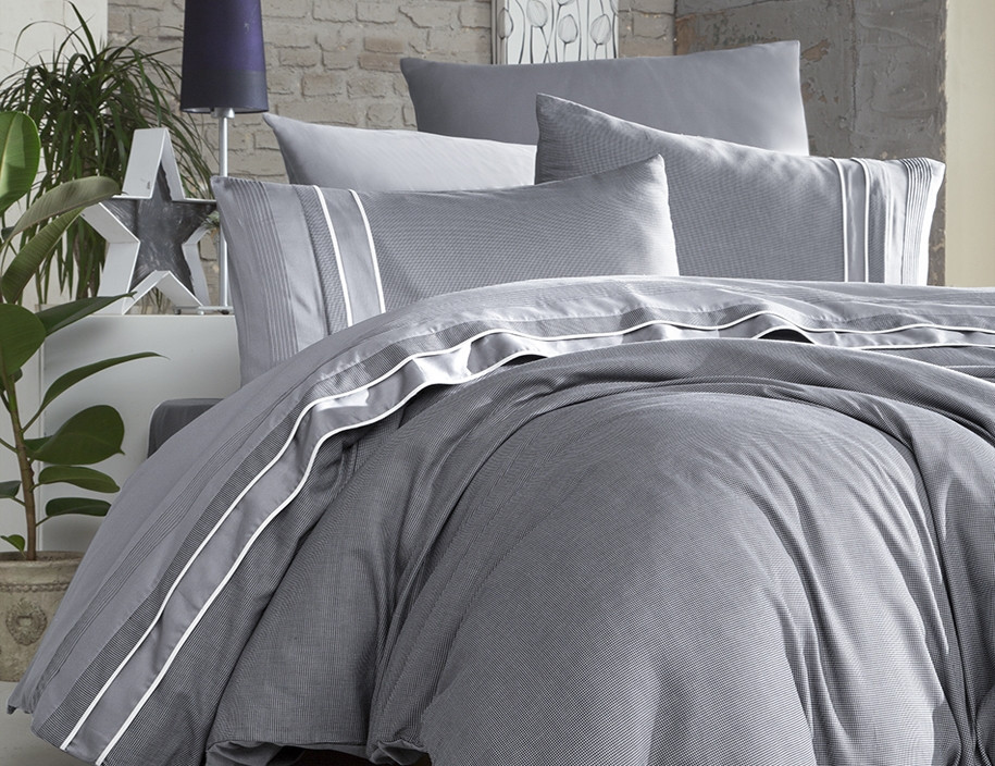 Постільна білизна Євро розміру First Choice V. I. P. Satin "Imaj - Grey" 61
