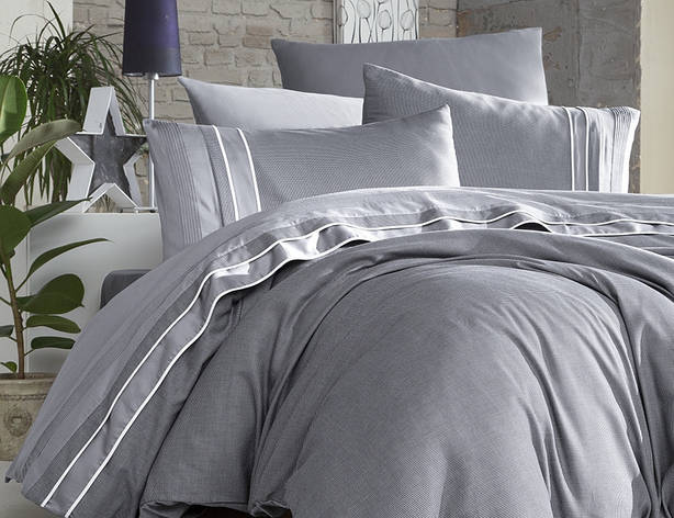 Постільна білизна Євро розміру First Choice V. I. P. Satin "Imaj - Grey" 61, фото 1