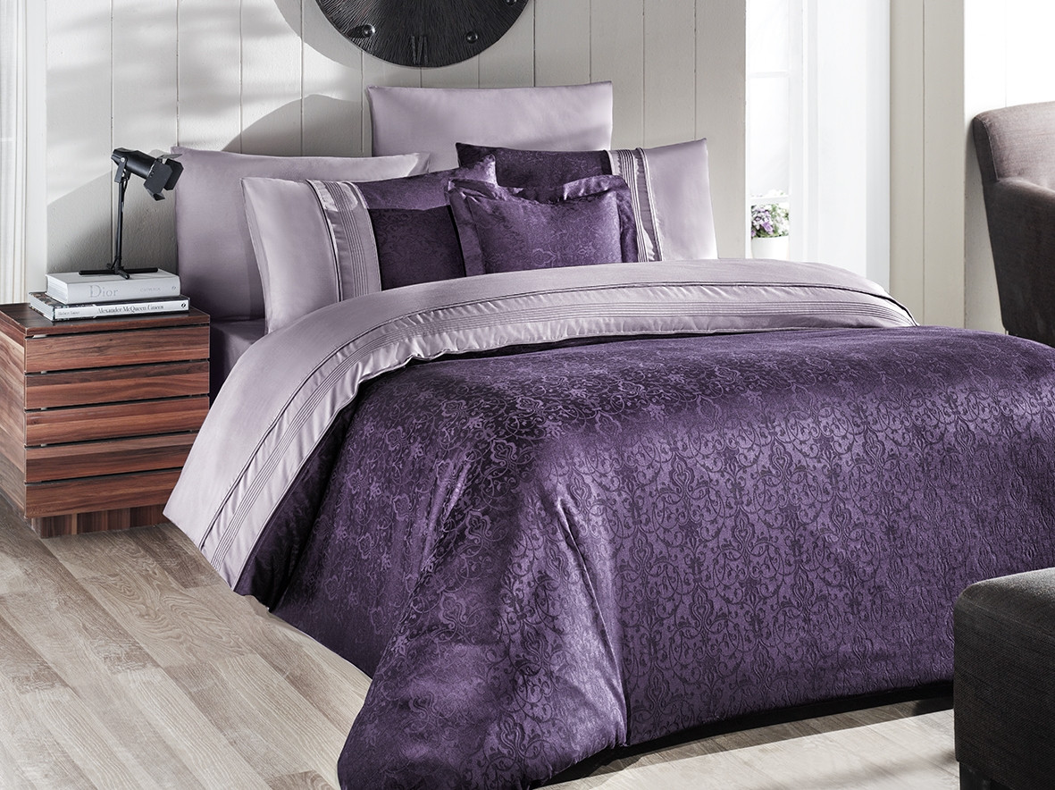Постільна білизна Євро розміру First Choice V. I. P. Satin "London - Purple" 136