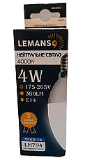 Лампа світлодіодна Lemanso LED C37 4Wt E14, фото 2