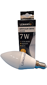 .Лампа світлодіодна Lemanso LED C37 7Wt E14