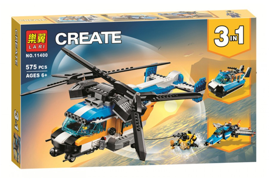 Конструктор "CREATOR" "Двороторний вертоліт" 575дет 11400 р.50*30,5*6см, шт