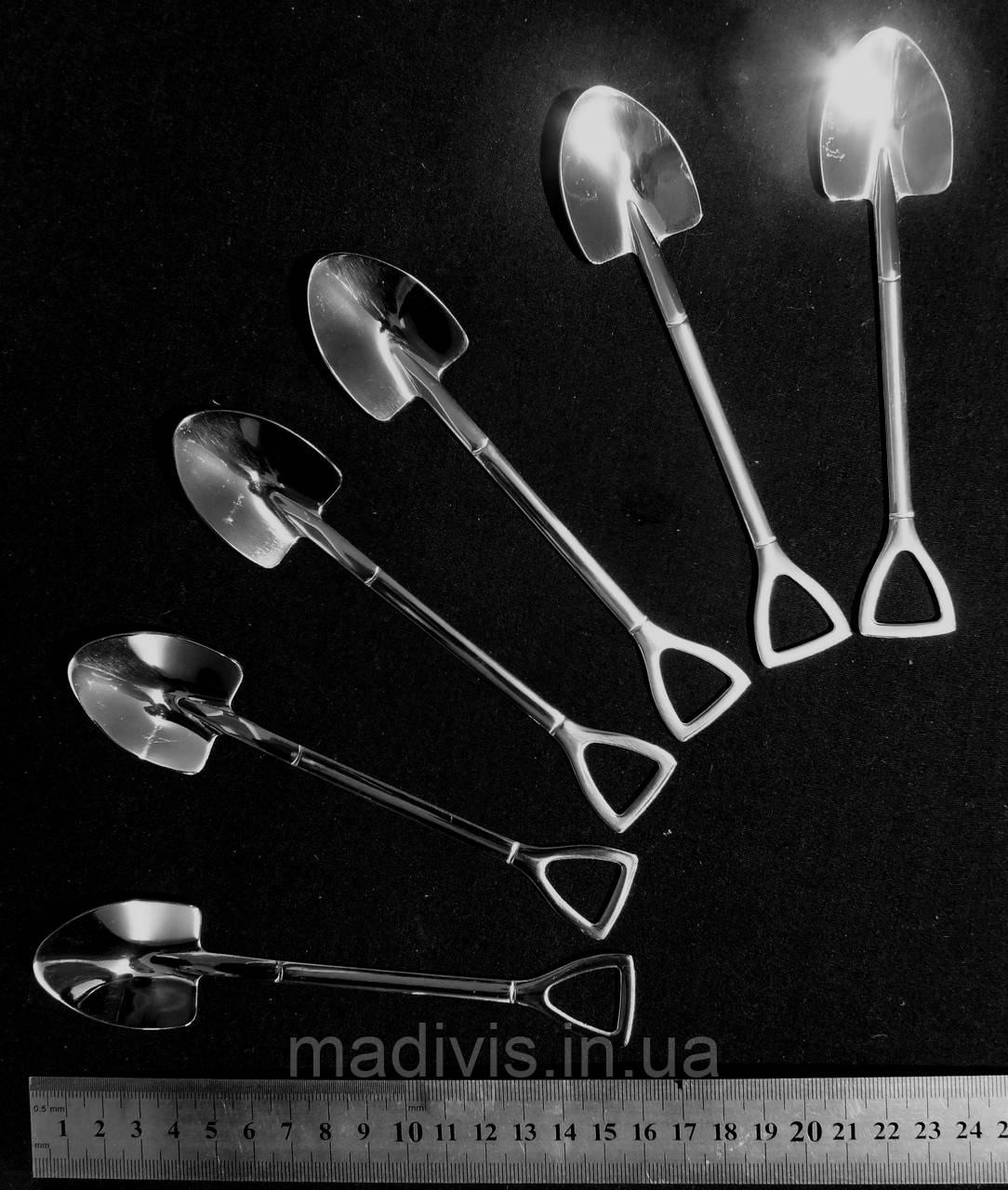 Набор чайных ложек (6 штук) в виде штыковой лопаты из нержавеющей стали, фото 1