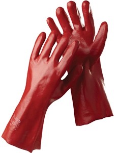 Рукавички робочі МБС, червоні 35см (щільні, якісні)