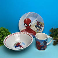 Детский набор стеклянной посуды для кормления Человек паук (спайдер мен)