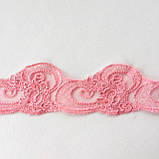 Ажурне мереживо, вишивка на сітці: рожева нитка з рожевою сіткою, ширина 5 см, фото 3