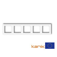 Рамка 5-местная Karlik MINI MR-5 белая универсальная (для розеток и выключателей)
