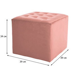 Квадратний пуф антично рожевого кольору Signal Lori Velvet 39х39х34см з оббивкою з велюру для спальні
