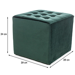 Пуфік-куб з велюровою оббивкою зеленого кольору Signal Lori Velvet 39х39х34см для спальні в стилі модерн