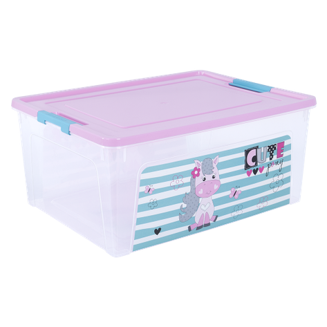 Контейнер "Smart Box" з декором Pet Shop 7,9л., прозорий/рожевий/бірюзовий, фото 1
