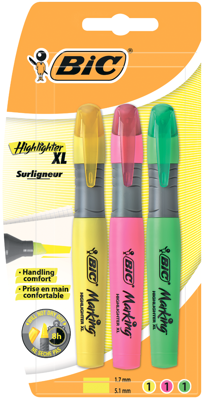 Текст-маркер "Хайлайтер. XL", асорті, 3 шт в блістері