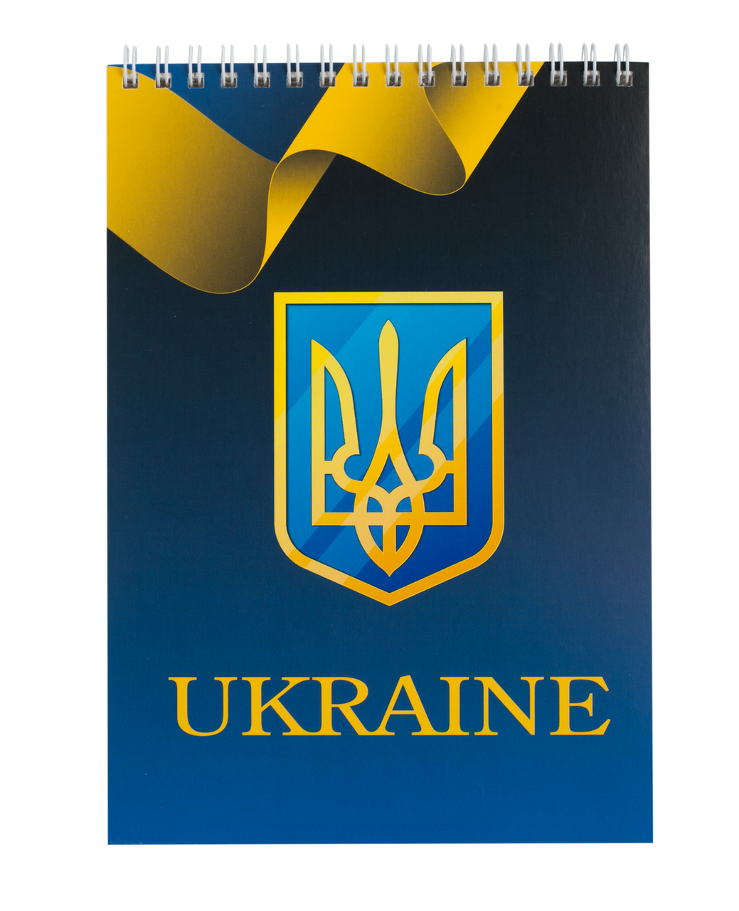 Блокнот на пружині зверху UKRAINE, А-5, 48л., клітка, картонна обкладинка, синій
