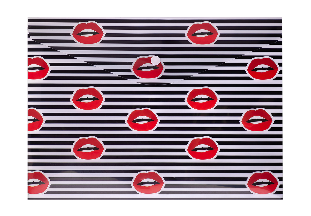 Папка-конверт на кнопці, А4, LIPS, ARABESKI, червона