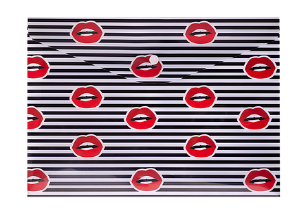Папка-конверт на кнопці, А4, LIPS, ARABESKI, червона, фото 1