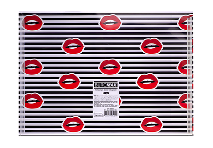 Папка-конверт на кнопці, А4, LIPS, ARABESKI, червона, фото 3