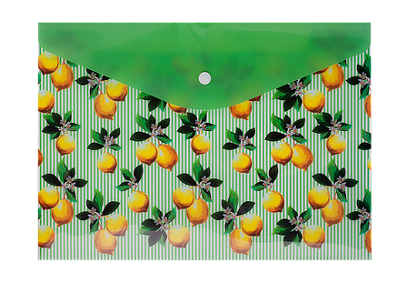 Папка-конверт на кнопці, А4, LEMONS, ARABESKI, салатова, фото 1