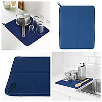 Килимок-сушарка для посуду IKEA NYSKÖLJD 44x36 см кухонний синій килимок для сушіння ІКЕА НЮШЕЛЬЙД