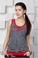 Облегающая майка с ярким дизайном в морском стиле для беременных Ocean L Юла Мама Синий + Красный