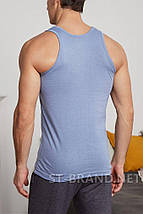 Розміри: L, 2XL, 3XL. Чоловіча якісна майка 100% бавовна - сіро-блакитна, фото 4