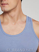 Розміри: L, 2XL, 3XL. Чоловіча якісна майка 100% бавовна - сіро-блакитна, фото 5