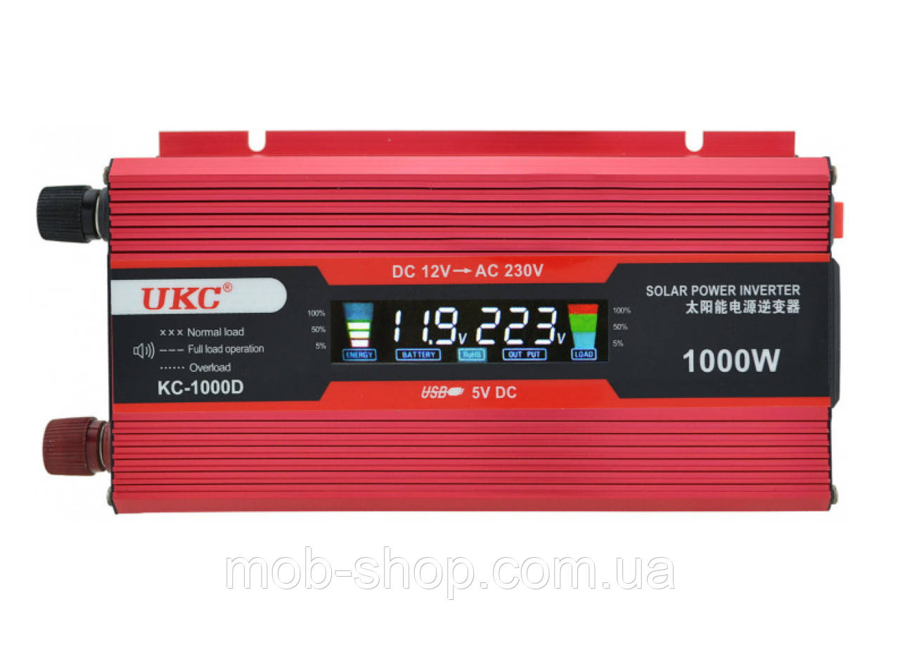Перетворювач напруги 12V на 220V UKC 1000W KC-1000D інвертор з LCD дисплеєм