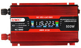 Автомобільний перетворювач напруги 500W 12V до 220V UKC KC-500D з LCD дисплеєм