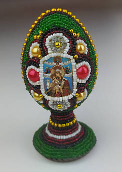 Писанка декоративна з бісеру, орнамент.