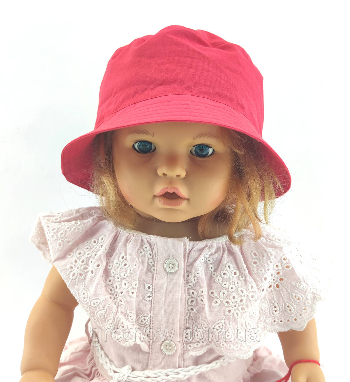 Панама дитяча 48, 50, 52, 54 розмір бавовна для дівчинки панамка головні убори червона (ПД72), фото 1