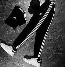 Комплект чоловічий Спортивні штани + Футболка Adidas чорний Спортивний костюм чоловічий Адідас весняний літній