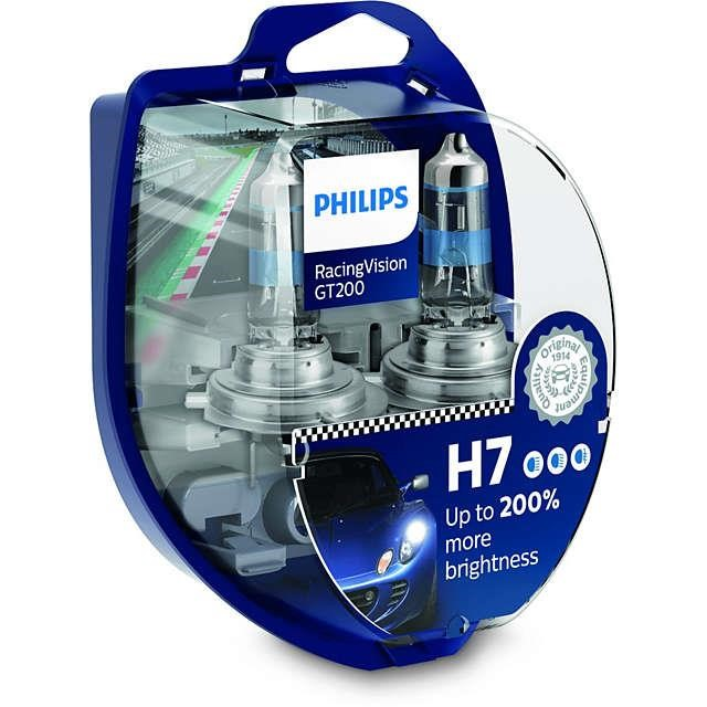 Галогенні лампи в фару авто Н7 12 V 55 W PHILIPS Racing Vision GT200 +200% (2 шт.)