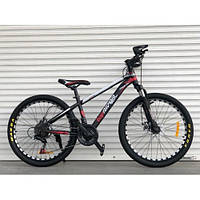 Спортивный велосипед TopRider-611 24 дюйма. Дисковые тормоза .Красный