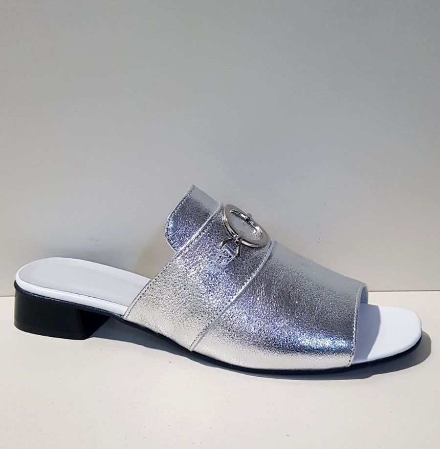 STTOPA Розміри 36-44. Шльопанці шкіряні великих розмірів. 115-3644 Сріблясті, фото 1