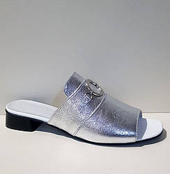 STTOPA Розміри 36-44. Шльопанці шкіряні великих розмірів. 115-3644 Сріблясті