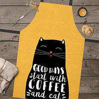 Фартук кухонный Good days start with coffee and cat