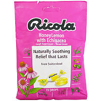 Ricola, HoneyLemon, средство от кашля с эхинацеей, Леденцы от кашля и боли в горле 19 драже