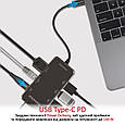USB-C хаб 8-в-1 Promate PrimeHub-Mini USB-C PD/HDMI/3xUSB 3.0/RJ45/SD/MicroSD Grey (primehub-mini.grey), фото 3