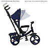 Дитячий триколісний велосипед-коляска на EVA колесах, Turbotrike M 3113 темно-синій, фото 3