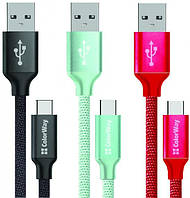 Шнур шт.USB А -шт.miсroUSB (Samsung), сетка, 1м, черный (красный, синий)